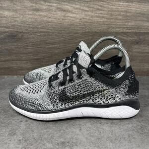 Nike Free RN Flyknit 2018 Sneakers Womens Size 5 Black White Running Shoes